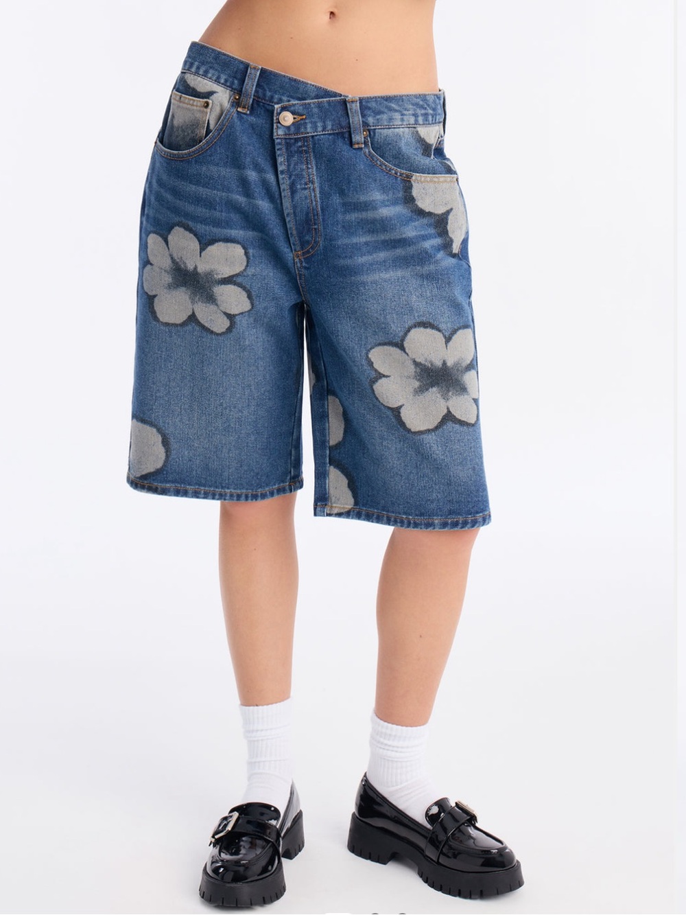 Born To Bloom Crossover Denim Shorts